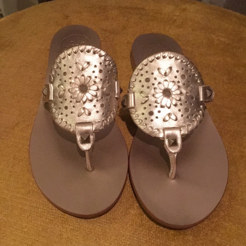 Jack Rogers Gold Georgica Sandals New